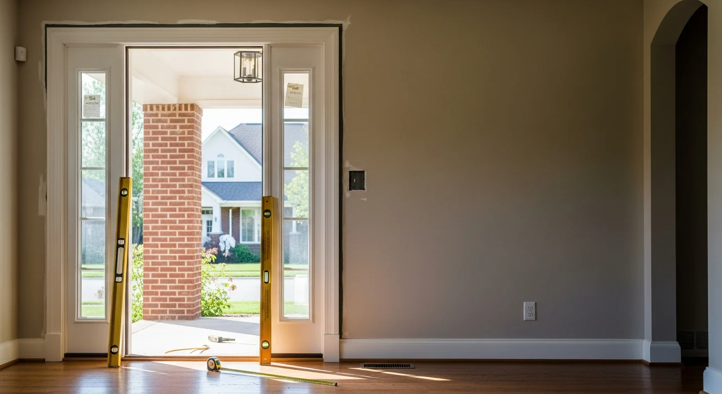 Carpenter installing custom interior trim in a Kansas City home