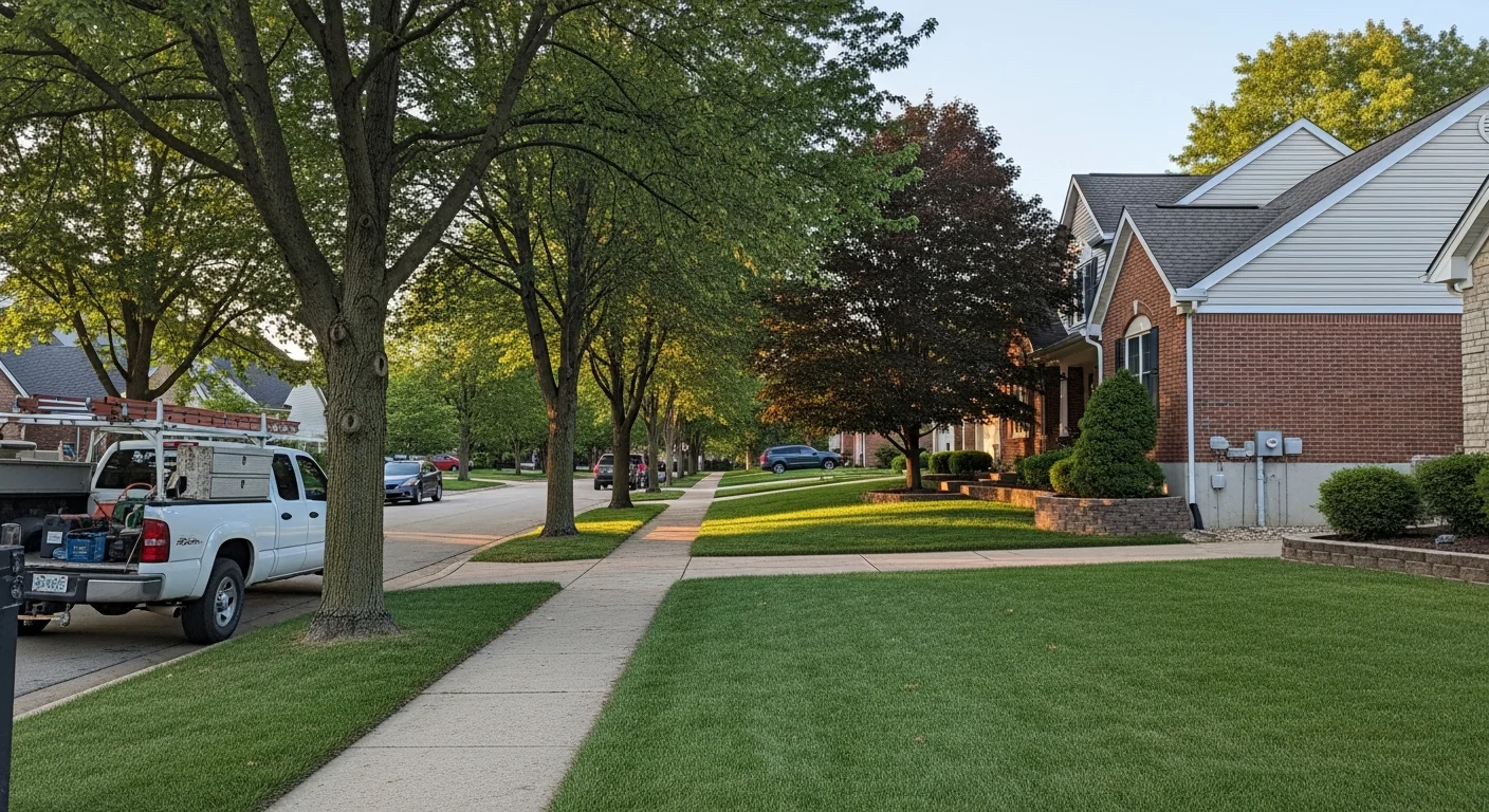 Residential neighborhood in Clay County with well-maintained homes and tree-lined streets typical of Liberty and Kearney areas.